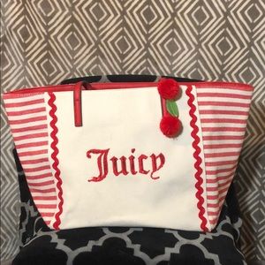 Juicy Couture Red Striped Cabana Tote w/ Wristlet